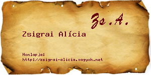 Zsigrai Alícia névjegykártya